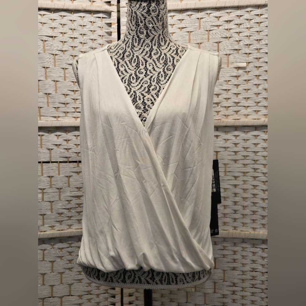 Sleeveless White Surplice Wrap Camisole - Picture 4 of 6